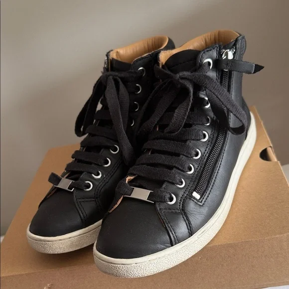 UGG Black Leather High-Tops with White Sole - Picture 3 of 6